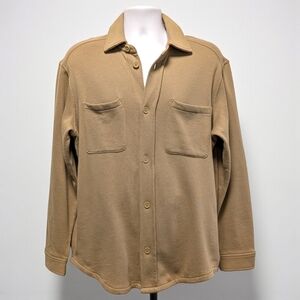 Old Navy Soft Fleece Button Down Shacket Khaki NEW Men's M